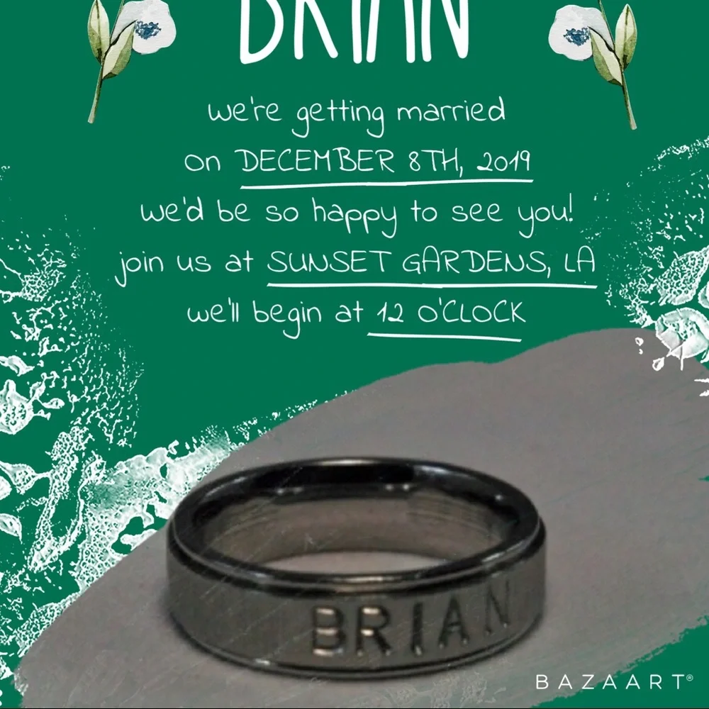 Name Rings - Names Dates on Stainless Steel Comfort Fit Ring Band Jewelry